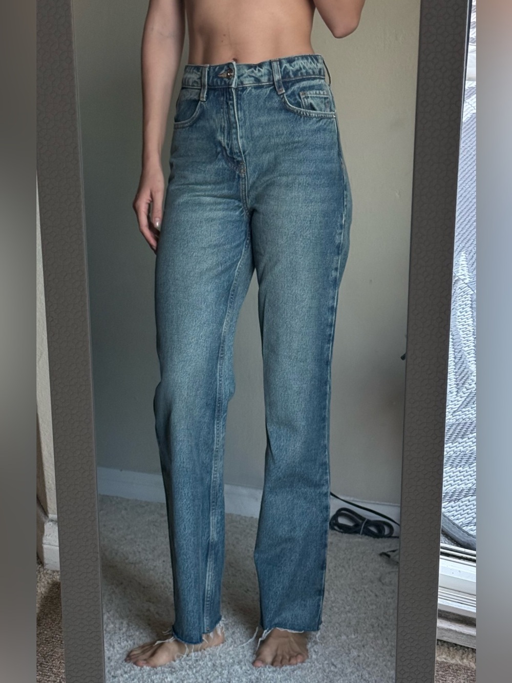 Zara Straight Blue Denim Jeans Size 2